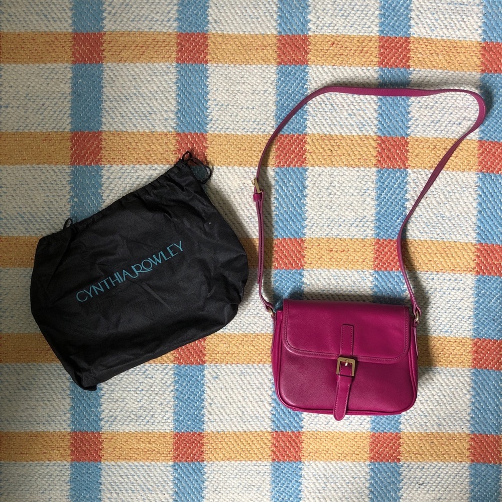 Cynthia Rowley fuchsia saffiano leather structured spring crossbody NWOT